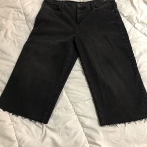 Black cropped wide leg jeans
